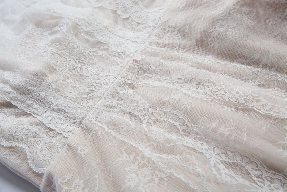#1014 O-Neck Sleeveless Champagne Boho Beach Wedding Dress Lace Dress Boho