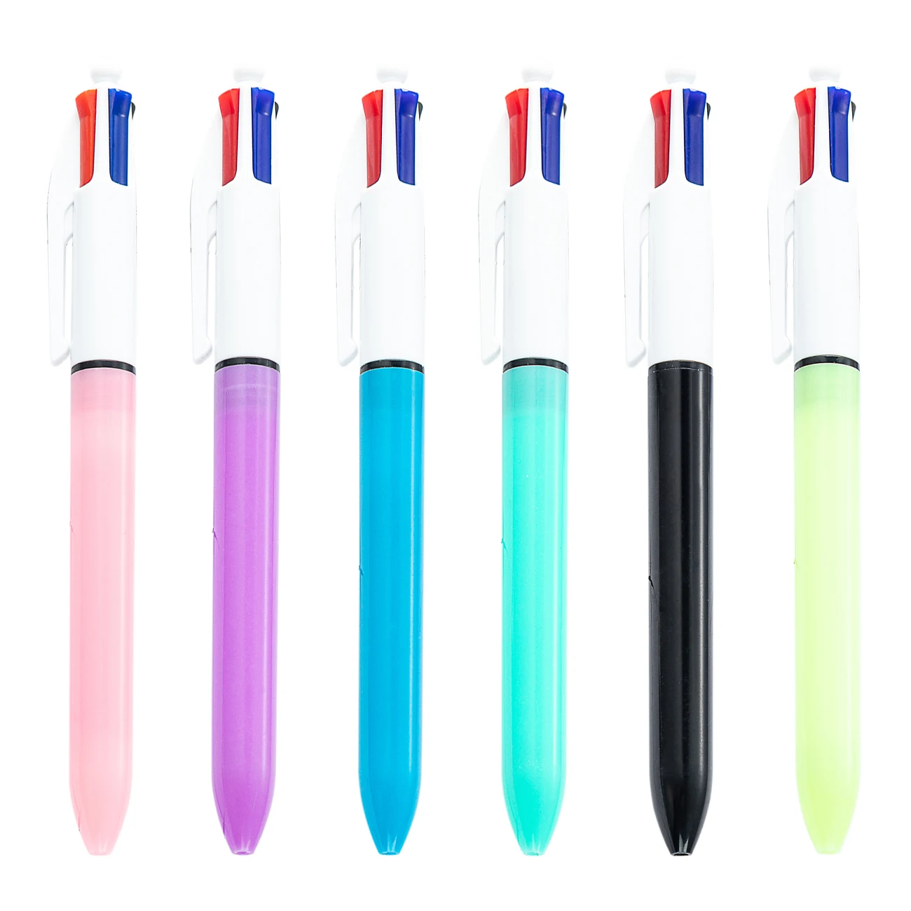 Office study stationery multi-color pen, four in one press, hand account stroke, key line marking pen, plastic ballpoint pen