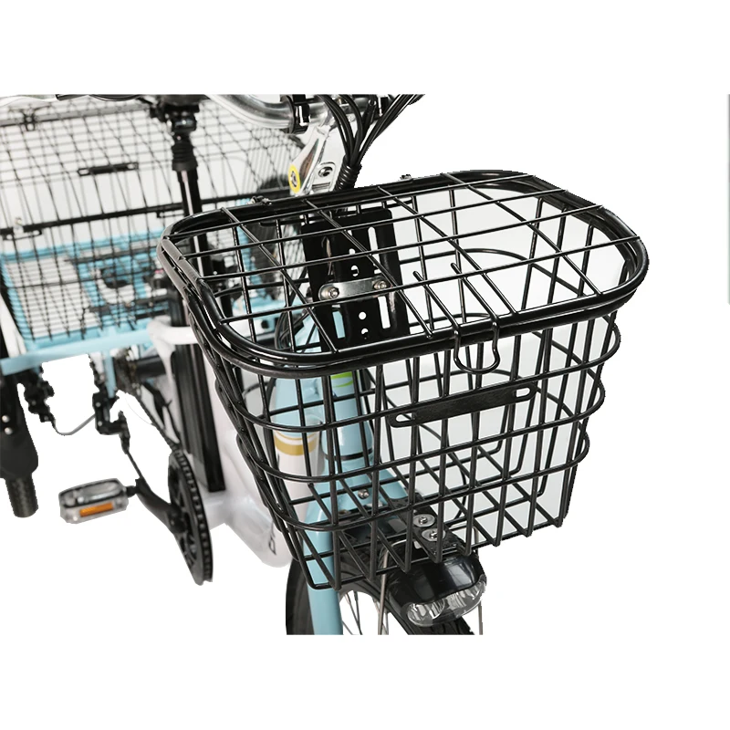 3 Wheel Ebike Electric Trike Fat Bicycle Trike 500W Electric Tricycle in 10Ah Removable Battery with Front Basket Rear Cargo