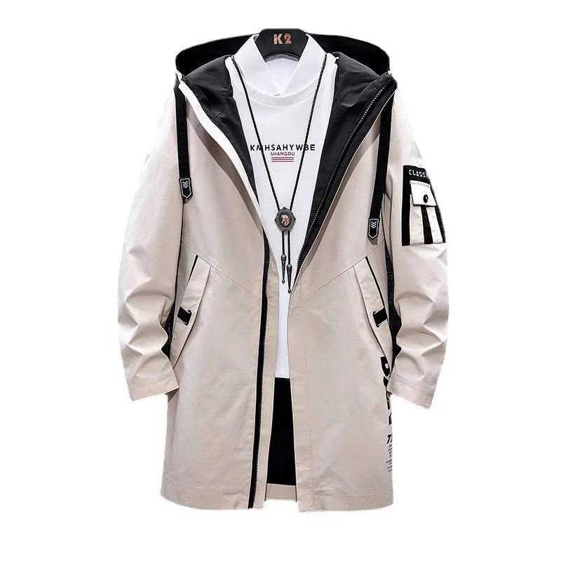 2023 fall jackets Medium length hooded windbreaker coat Chaqueta men shiny coat sukajan  fall jackets