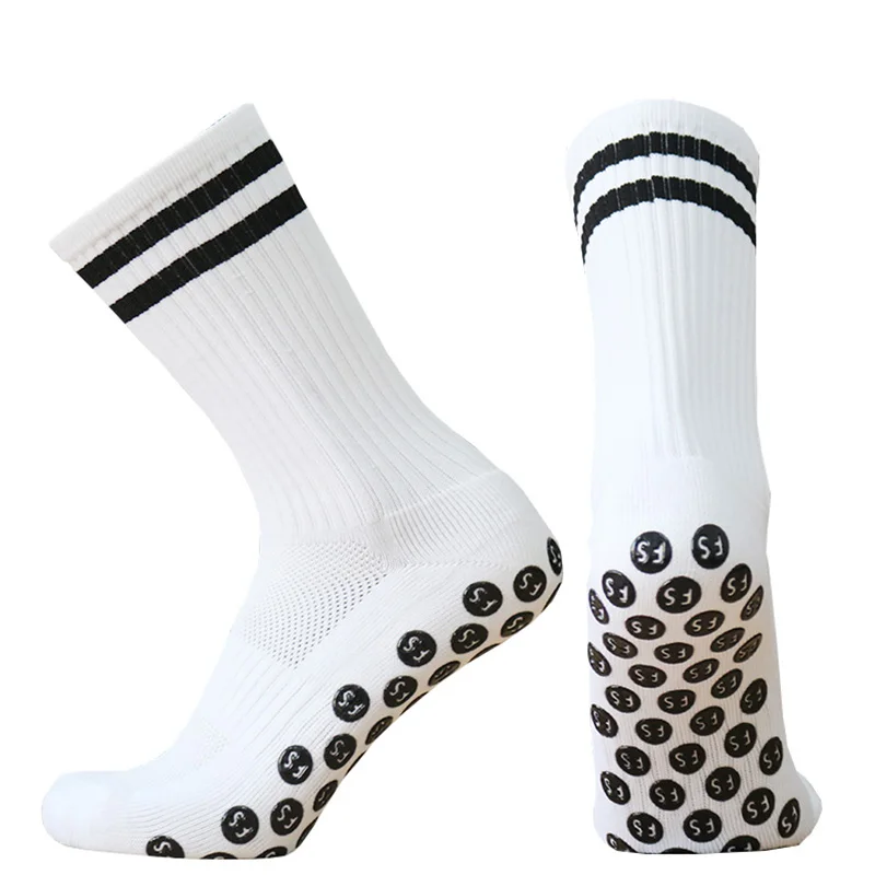 Factory Wholesale Colorful Striped Grip Sports Socks Professional OEM Team Club Soccer Anti Slip Socks Custom Football Socks Men