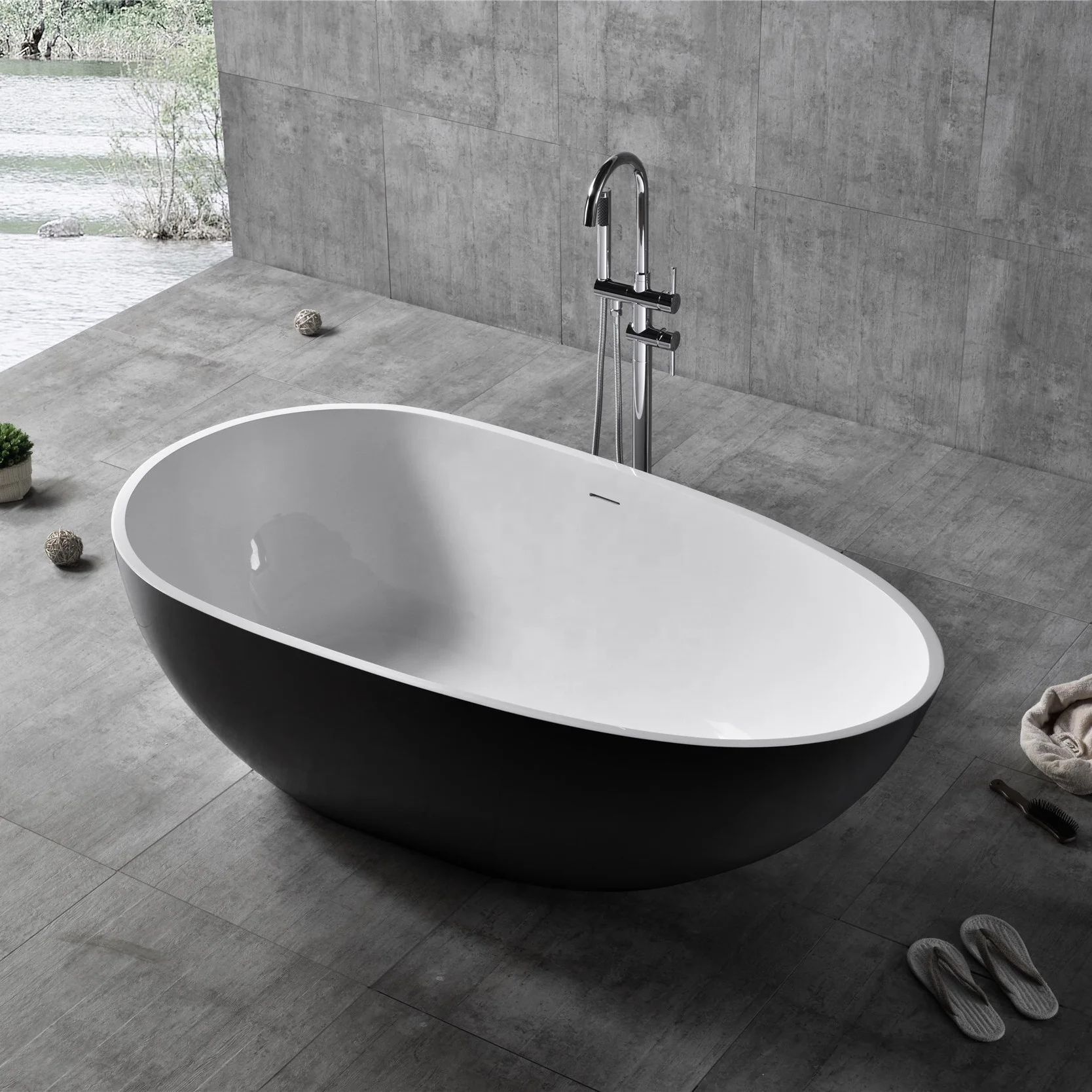 Modern Indoor Bathroom Freestanding Resin Stone Bathtub solid surface cast stone bath tub