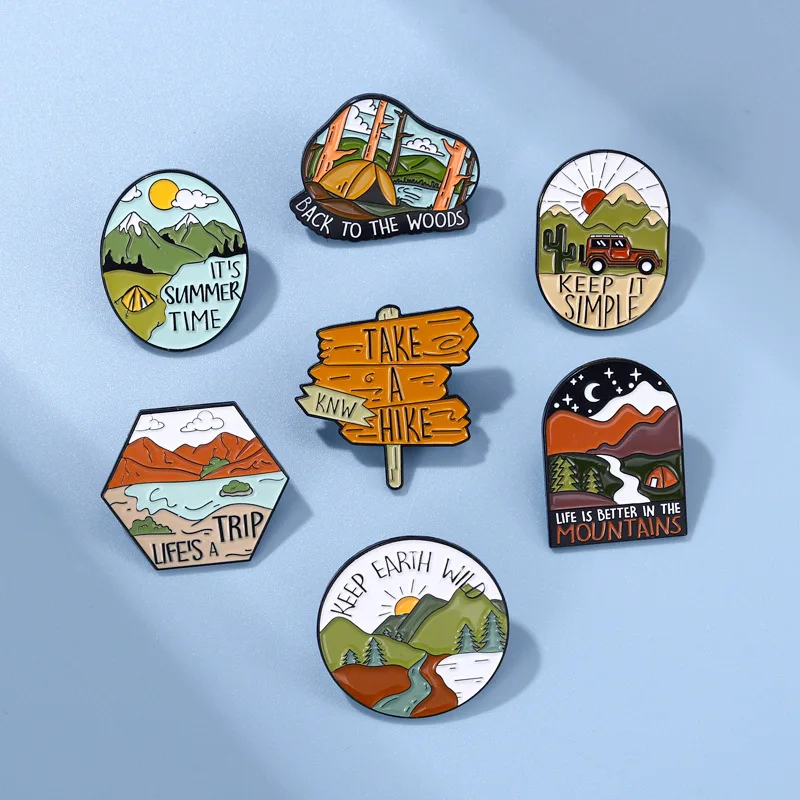 Stock World Famous Architectural Scenic,Spot Soft Enamel Lapel Pin Sunrise Tourism Scenery Alloy Brooch Fashion Lapel Pin/