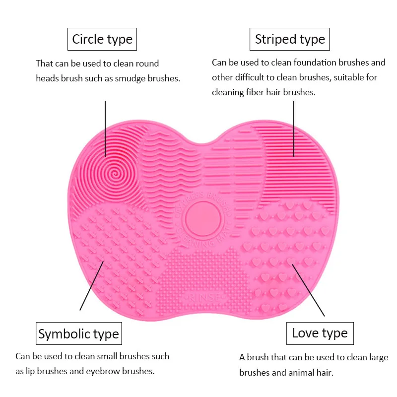 Silicon Makeup Brush Cleaning Mat Makeup Brush Cleaner Cosmetic Brush Cleaning Mat Scrubber with Suction C