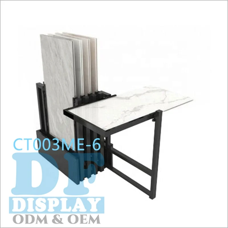 Tile push pull stone display ceramic tile display rack slide panel stand floor standing custom tile display rack