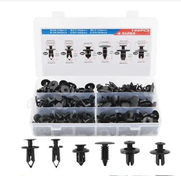 New Car Audio Repair Tool Kit 190pcs Car Clip Rivet Fastener Door Panel Trim Removal Auto Interior Disassembly Pry Terminal Pins