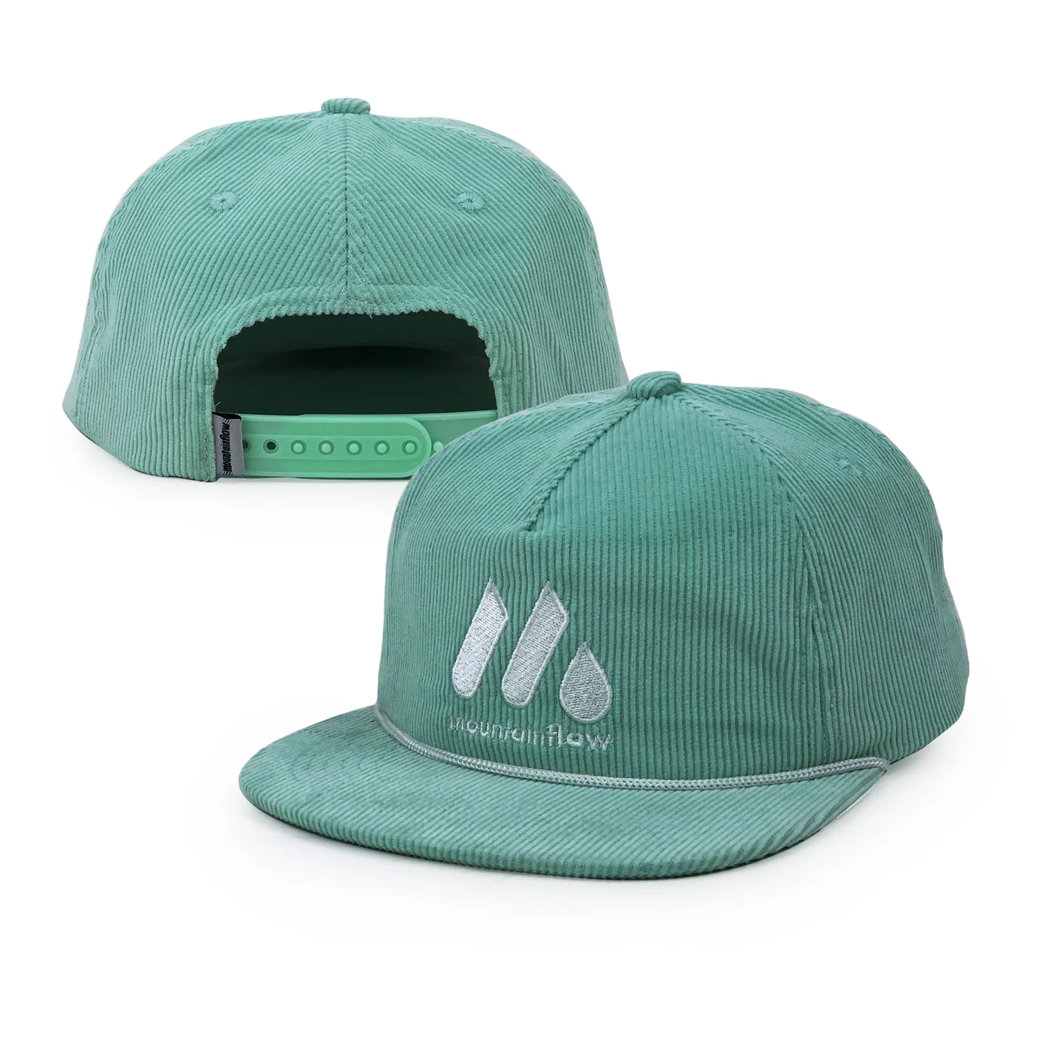 Wholesale Unisex Sports Sun Protection Embroidered Vintage Corduroy Fitted Snapback cap Hat With The String On The Front