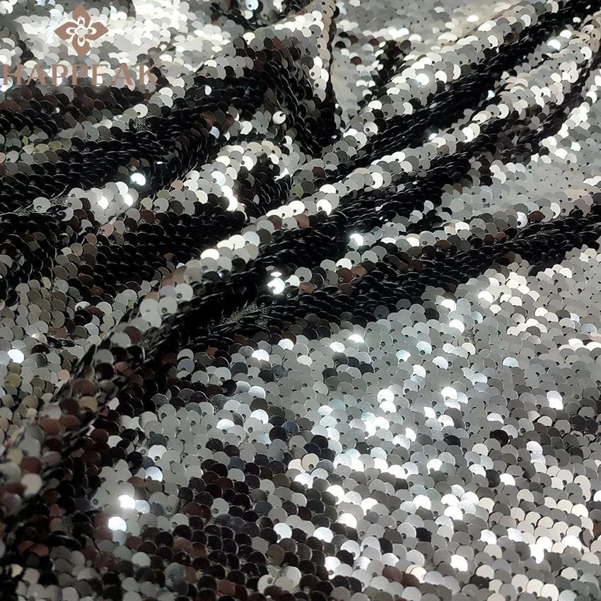 HAPPEAK soft full sequin spangle mesh fabric french tulle lace fabric for wedding evening dress