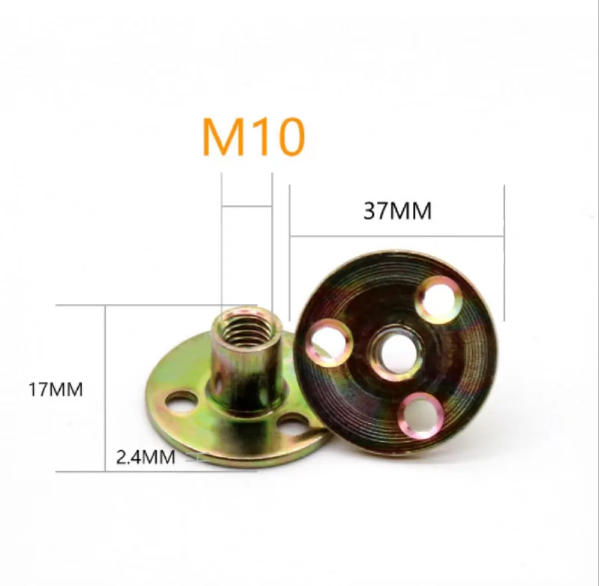Furniture hardware M6 M8 M10 M12 three-hole round-base weld nut furniture fastener connector T nut sofa foot lock nut