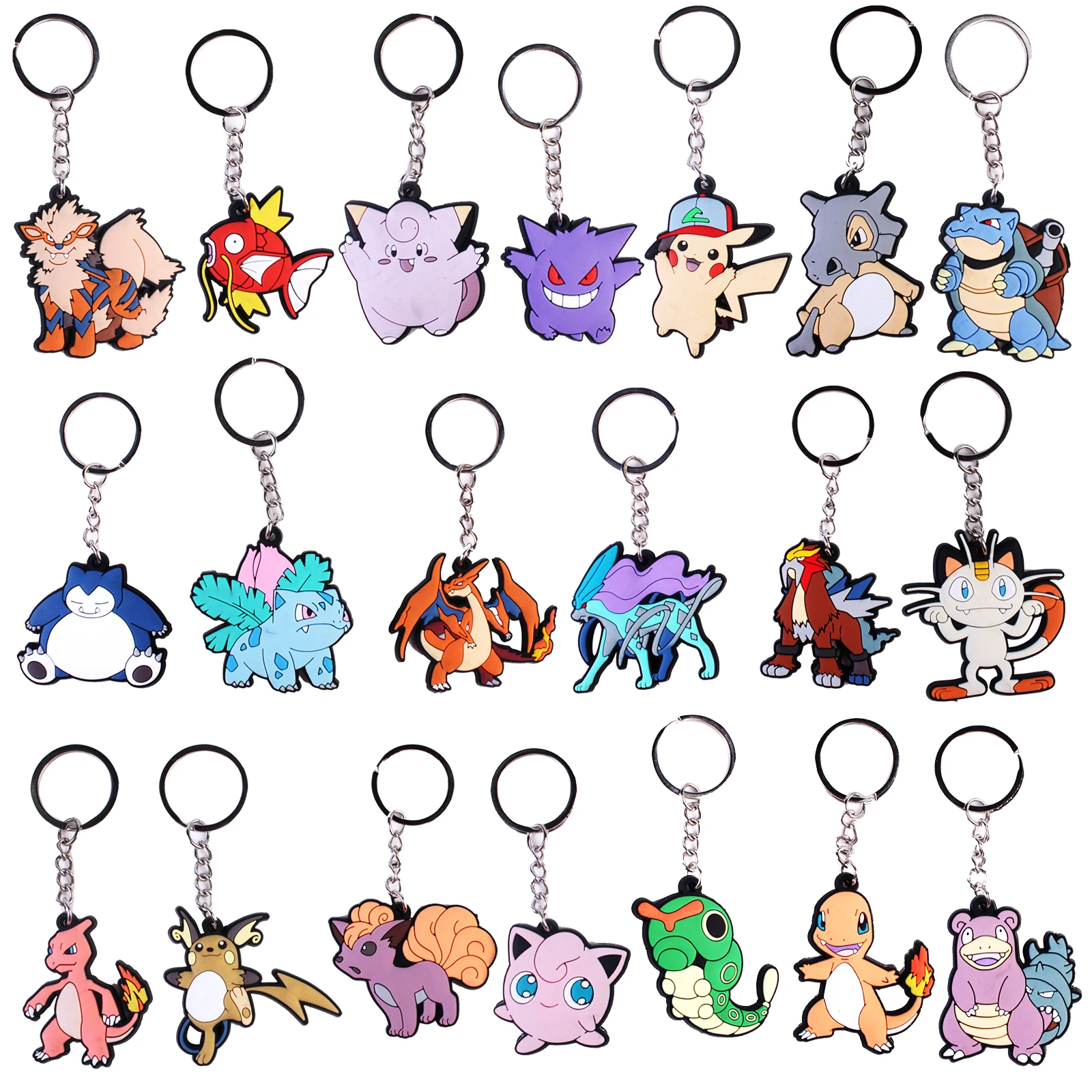 cartoon animal PVC keychain keyring  Pocket Monster keychain  Key chain car key pendant bag wallet belt accessories Wholesale