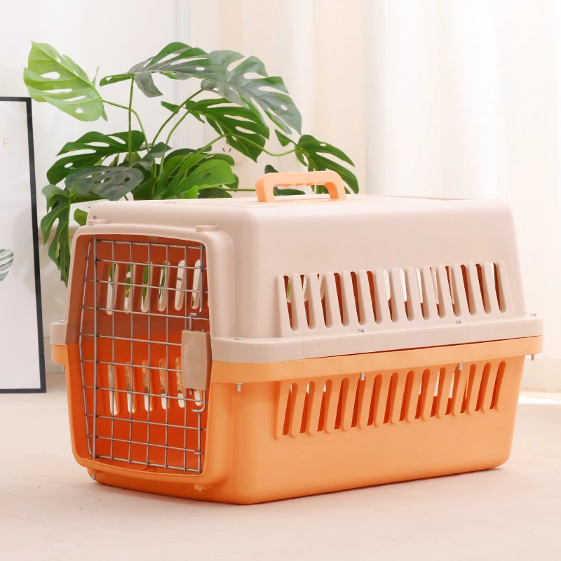 Portable Solid Pattern Pet Box Button Closure Cat and Small Dog Car Cage for Outgoing Consignment