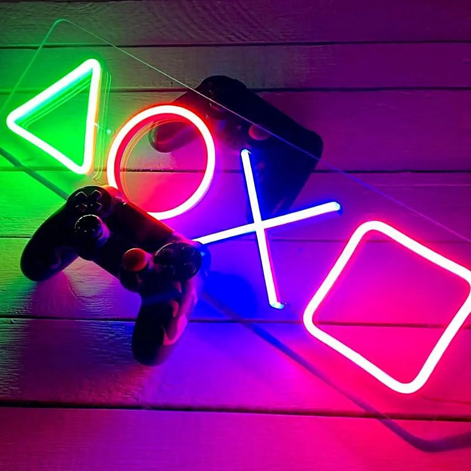 Светодиодная неоновая лампа для PS4 в виде иконы игр настенная подвесная атмосфера декоративная Playstation красочная комната арт-декор бара клуба