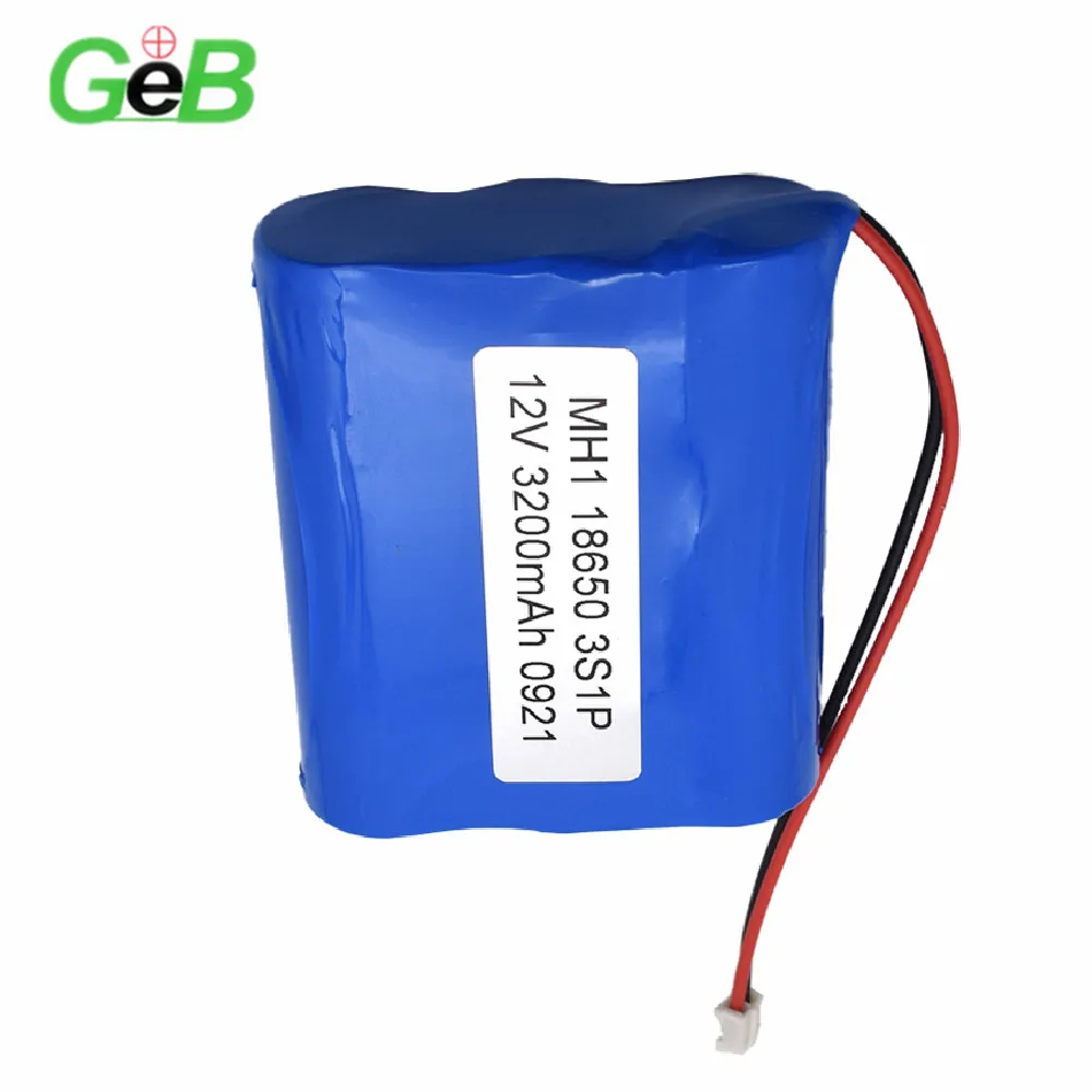 12V 3.2Ah 18650 Li Ion OEM GEB Deep Cycle 3S1P 11.1V 3200mAh 5C High Discharge Rechargeable Battery Pack With PCM for 12v Robots