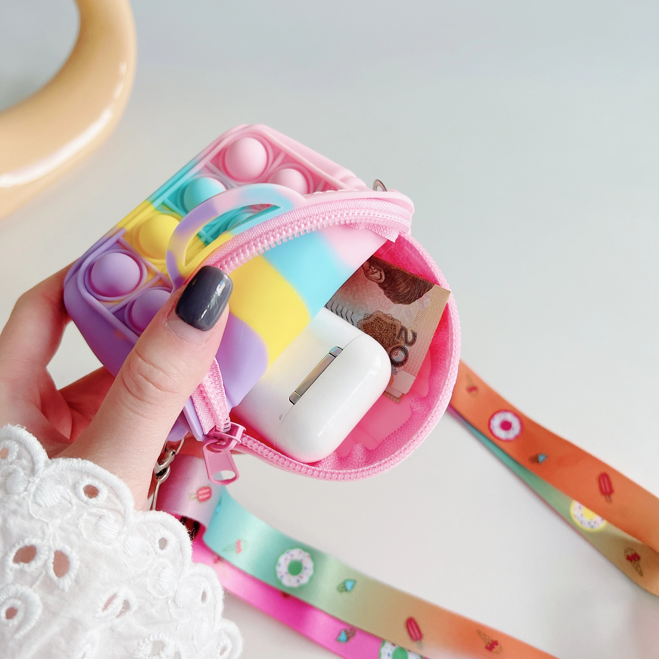 13*9*5cm Pob Bubble Kids Colorful Customized Silicone Purse for Children and Ladies