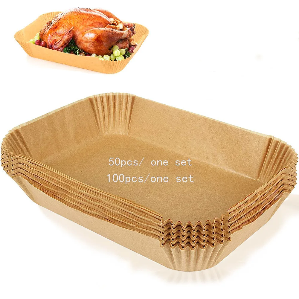Air Fryer Disposable Paper Liner Rectangle Non-Stick Oil-proof Baking Roasting Food Grade Cooking Kitchen  Paper