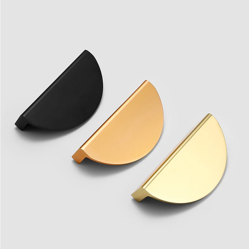 AIMINO OEM Modern Bedroom Home Furniture Hardware Half Moon Cabinet Handle Half Round Drawer Pulls Aluminum Gold Color Handle