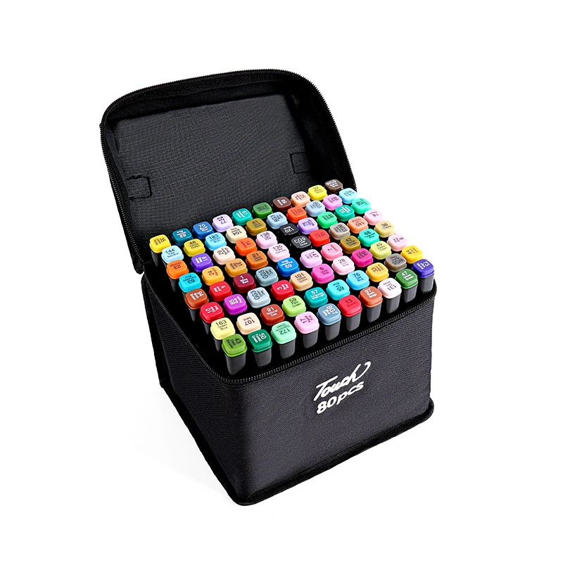 Paint Pens Markers Set Double Tip Color Art Supplies Markers Drawing Set Sketching Painting Comics markers with carrying bag