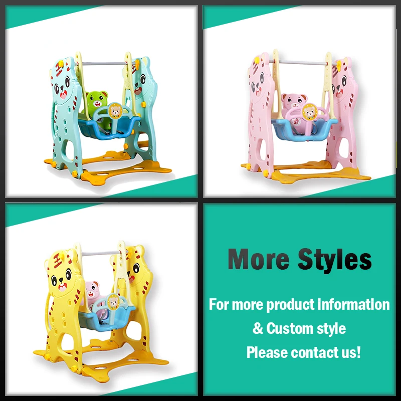 Kids indoor plastic playground swing chair set for