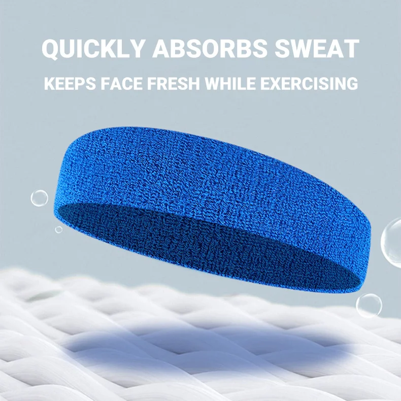 JuDing Unisex Cotton Sport Elastic Headband with Customized Logo Embroidered Cheap Cotton Headband Sweatband Women Men Wholesale