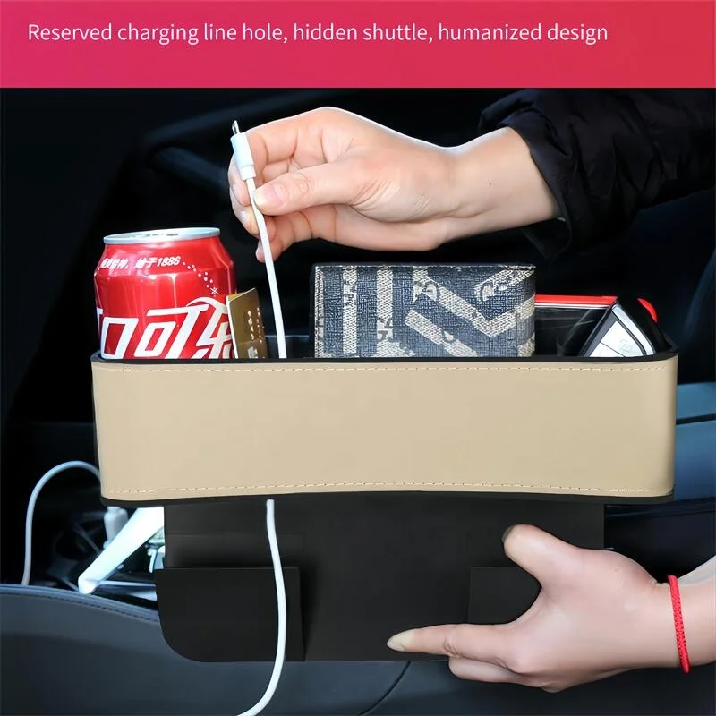 Updated Car Seat Gap Filler Universal Car Armrest Box Storage  ABS PU Leather hot selling car accessories