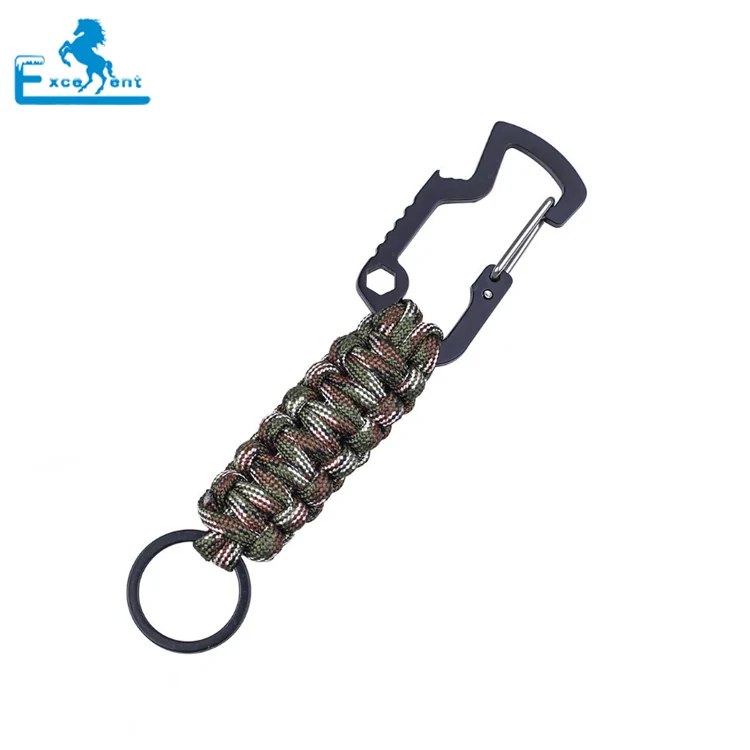 Colored Paracord Survival Keychain with stainless steel hook