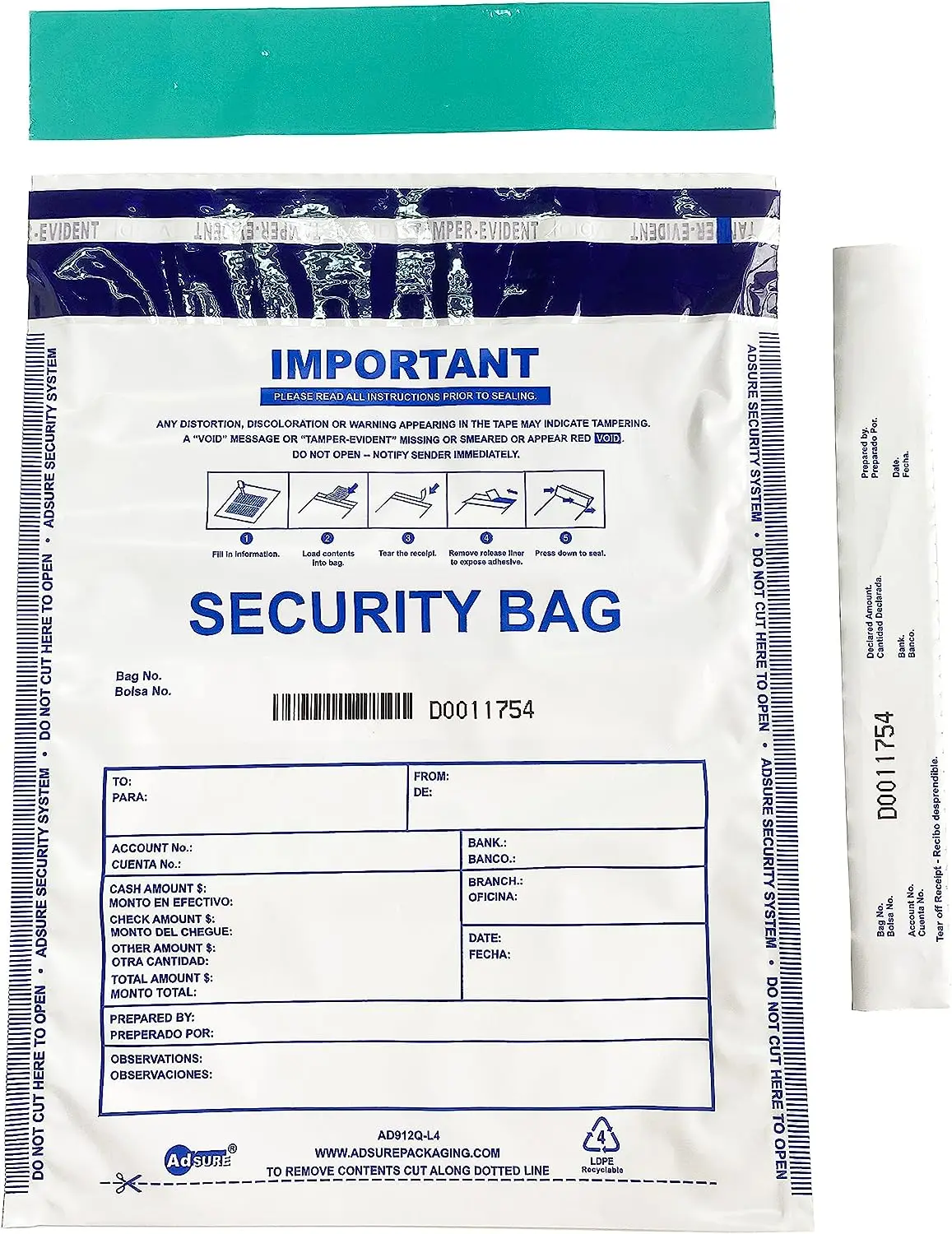 Bank Deposit Bags  With Level 4 Security Tamper Evident Bag Self Adhesion Security Bank Bags Plastic