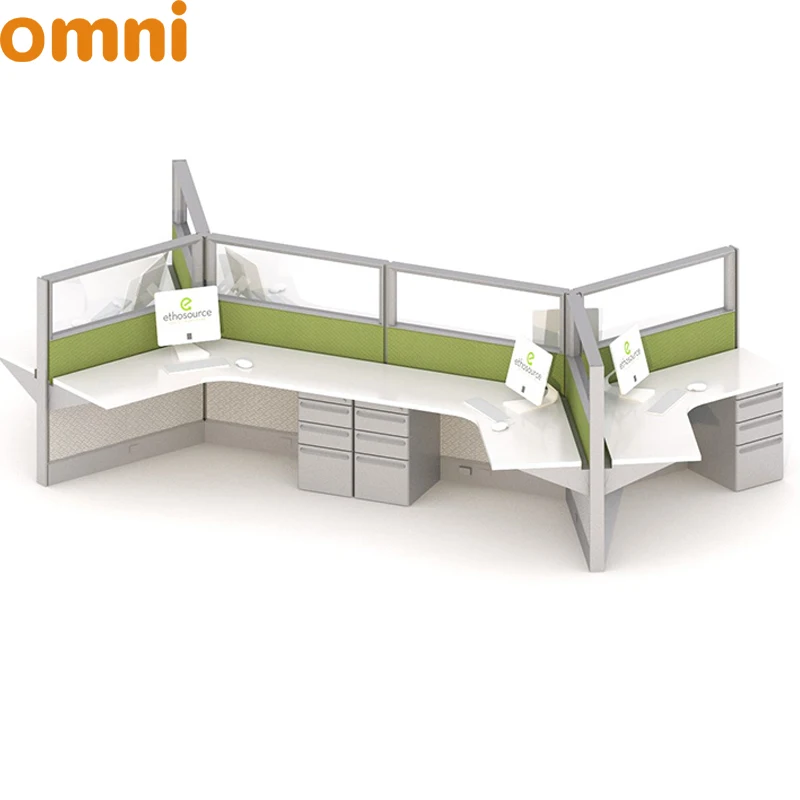 Modular design office table for 6 person 120 degree office workstation