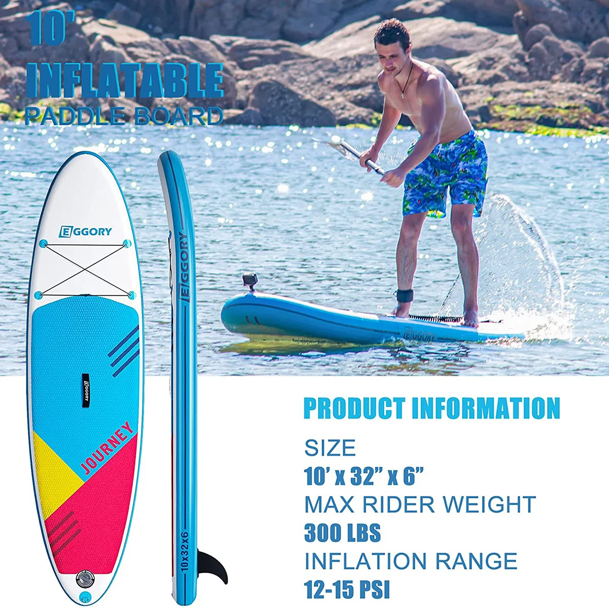 Надувная доска sup paddle для рыбалки йоги