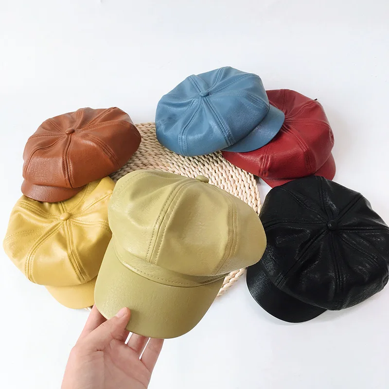 В стиле детский берет кожаные шапки берет модные зимние детские шапки и кепки