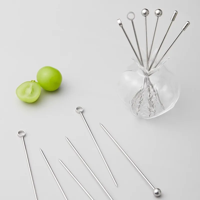 NEWELL Beverage Stirrers Toothpicks Drink Sticks Stainless Steel Picks Reusable For Food Fruit Cupcake Sandwich Olive Skewers