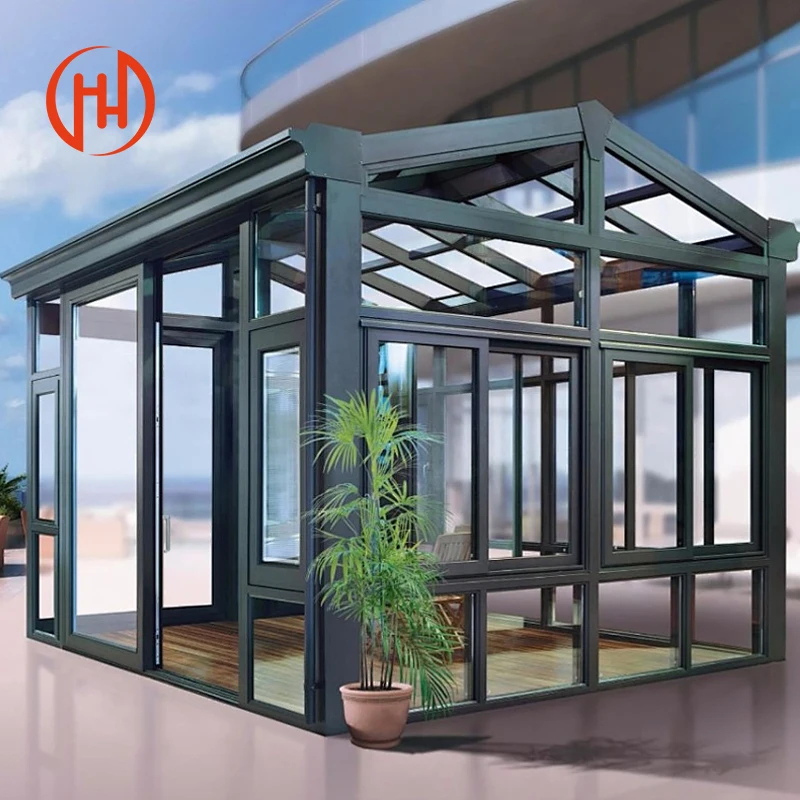 Wholesale Outdoor Garden Sunroom Tempered Glass Small Tiny House Sunny Villa Aluminum Frame Sunshine Glass Sunrooms