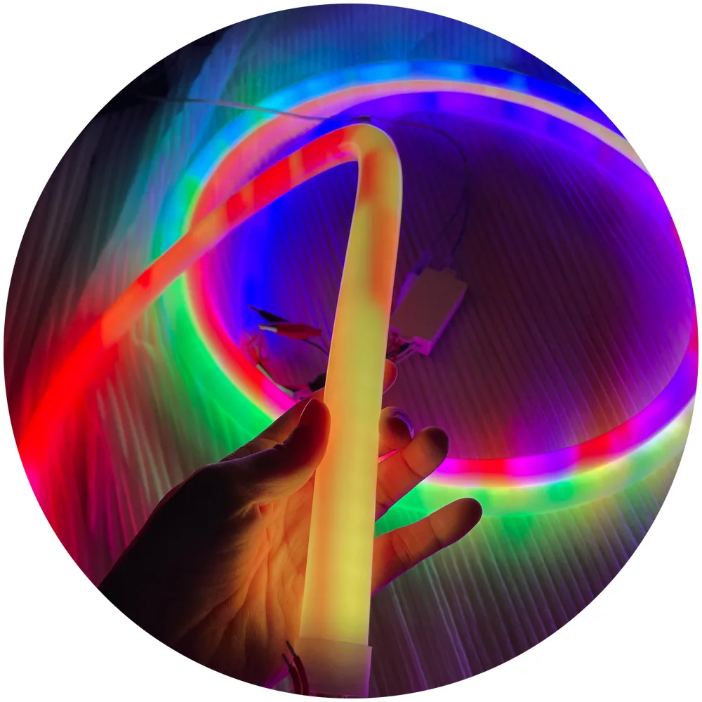 DC24V magic RGB 192 светодиоды/м Программирование RGBIC 22 мм круглая форма силиконовая неоновая Светодиодная лента 360 градусов