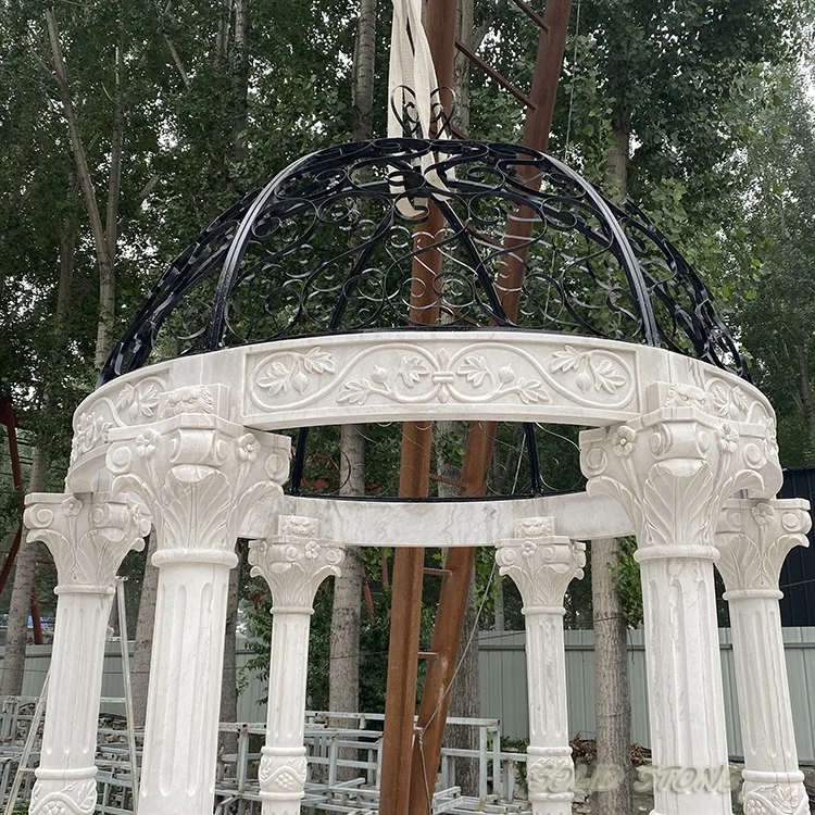 Customized design real factory direct price garden decoration marble gazebo pergola