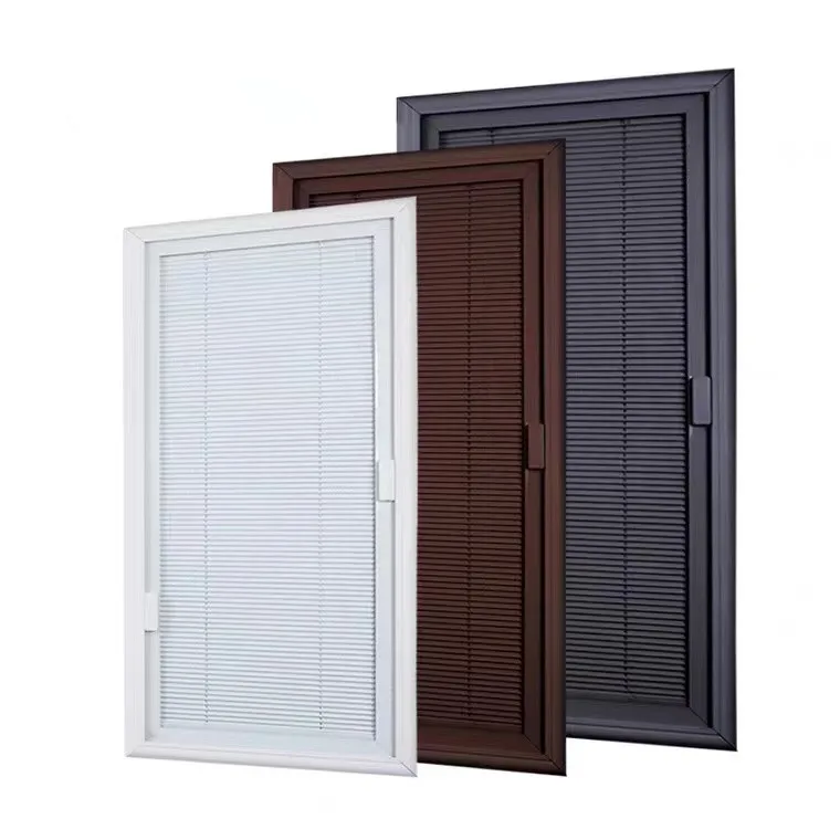 Double Glazed Aluminum Hollow Integral Blinds Between Glass Sliding Windows Magnet Controller Shutters