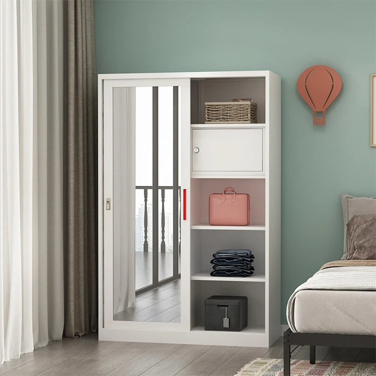 Household Double Door Small Closet Cabinet With Lock Steel Wardrobe Cabinet metal bedroom locker cabinets