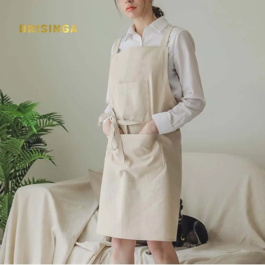 Оптовая продажа, модный дизайн, индивидуальный логотип, принт без рукавов, хлопковый кухонный фартук