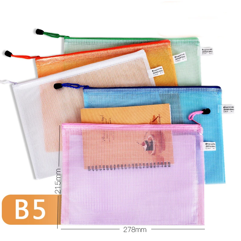 
Document file bags mesh produce bags custom color mesh zipper bag 