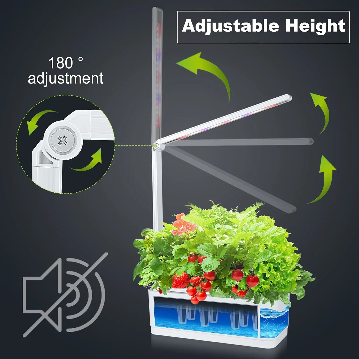 Hydroponic growing system with Led light for indoor, smart garden planter, kitchen, automatic timer, 12 pods
