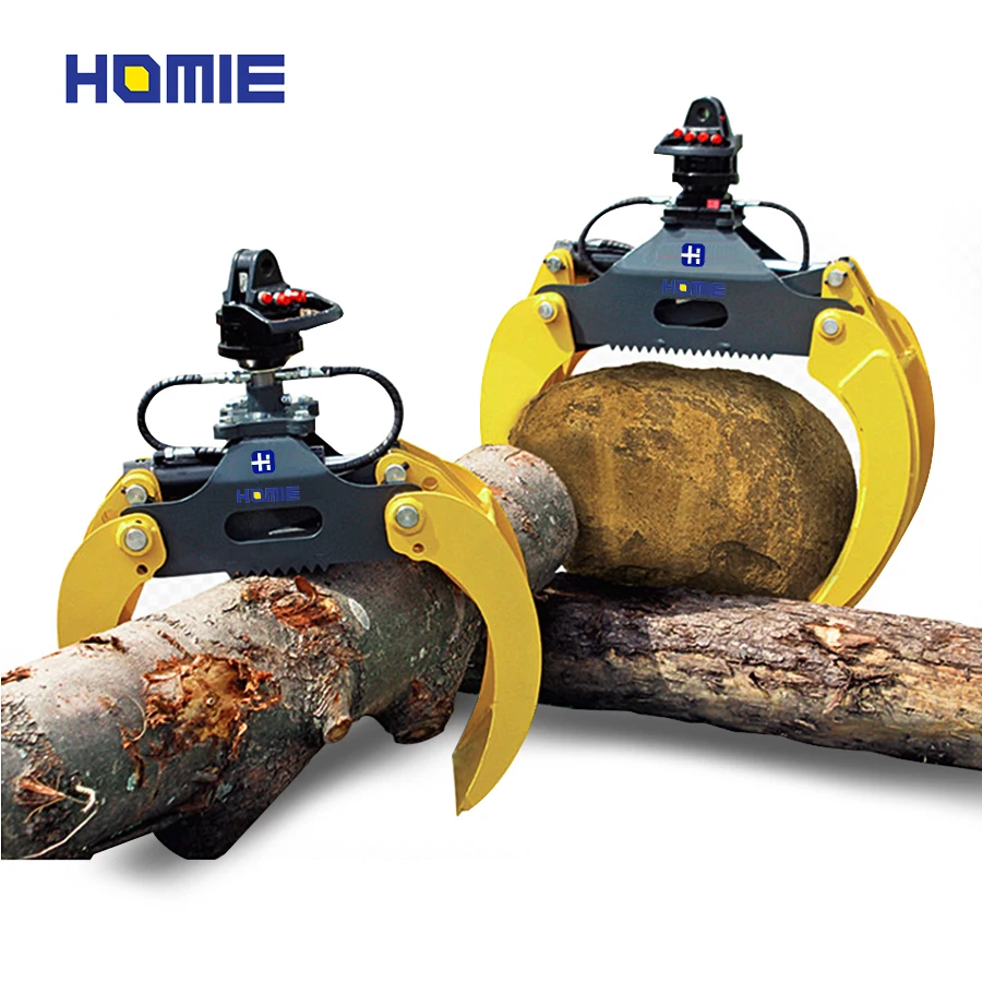Excavator Hydraulic Clamp Stone Wood Rotating Grapples Log Grab For Excavator/ Loader/ Tractor