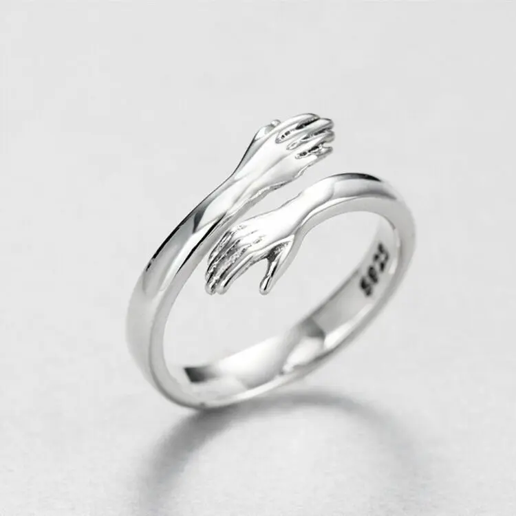  925 Sterling Silver 2021 Hug Cross Open Resizable Ring Adjustable Lovely Hand Rings For Women