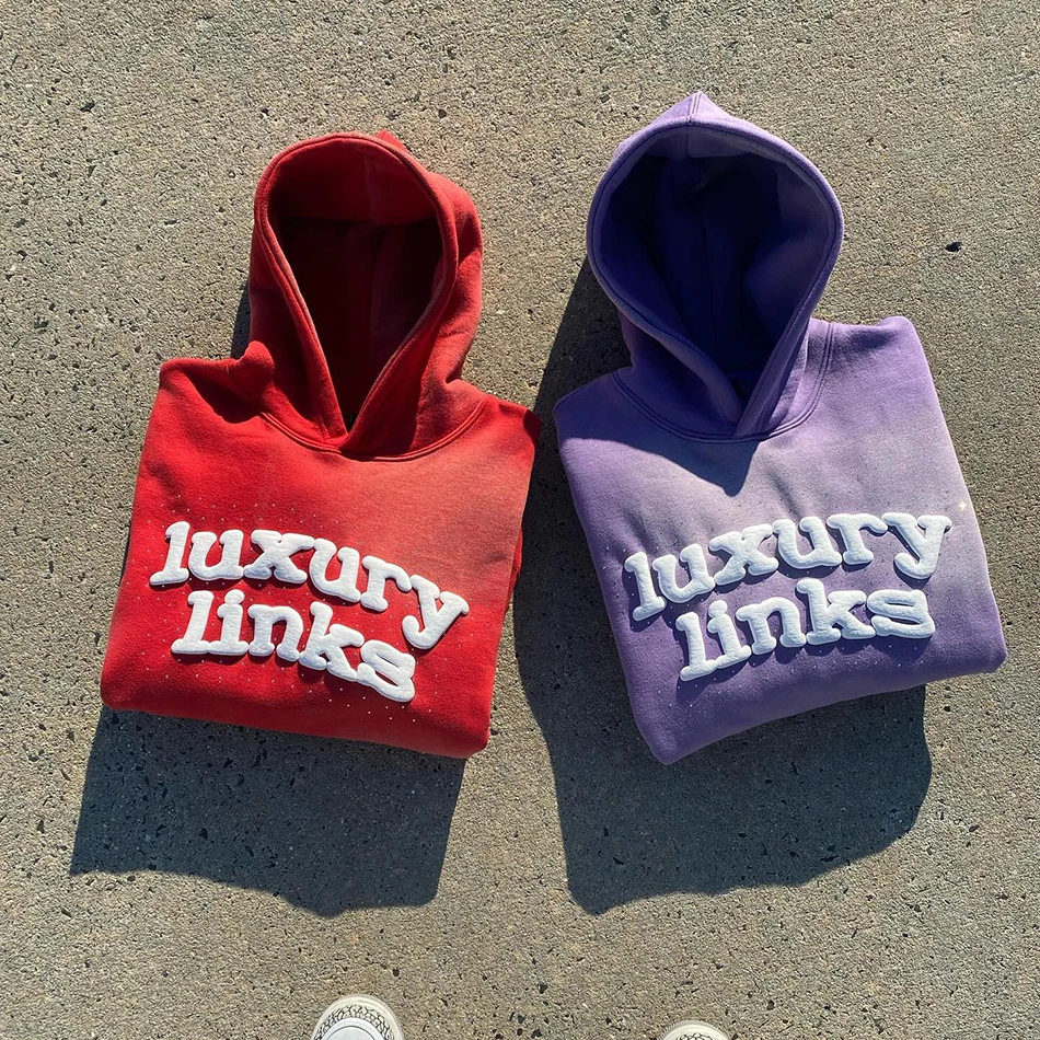 Dongguan City Streetwear Drop Shoulder Oversized Custom 3D Logo Puff Print Rhinestone Vintage Sun Faded Pullover Hoodie