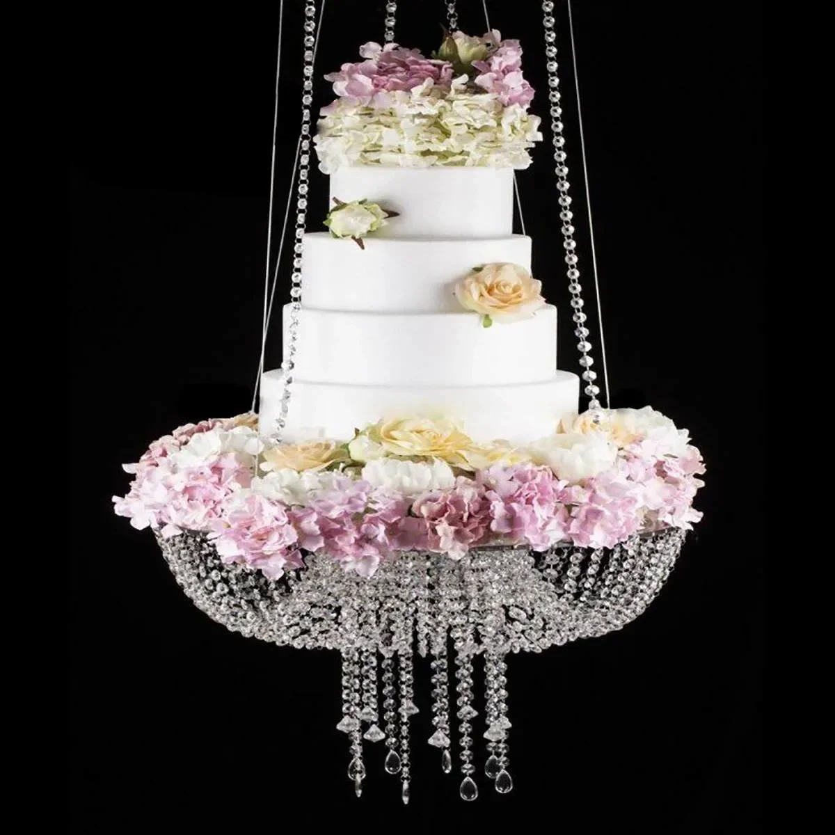 Modern Chandelier Hanging Cake Stand With Crystals For Wedding Party Birthday Baby Shower