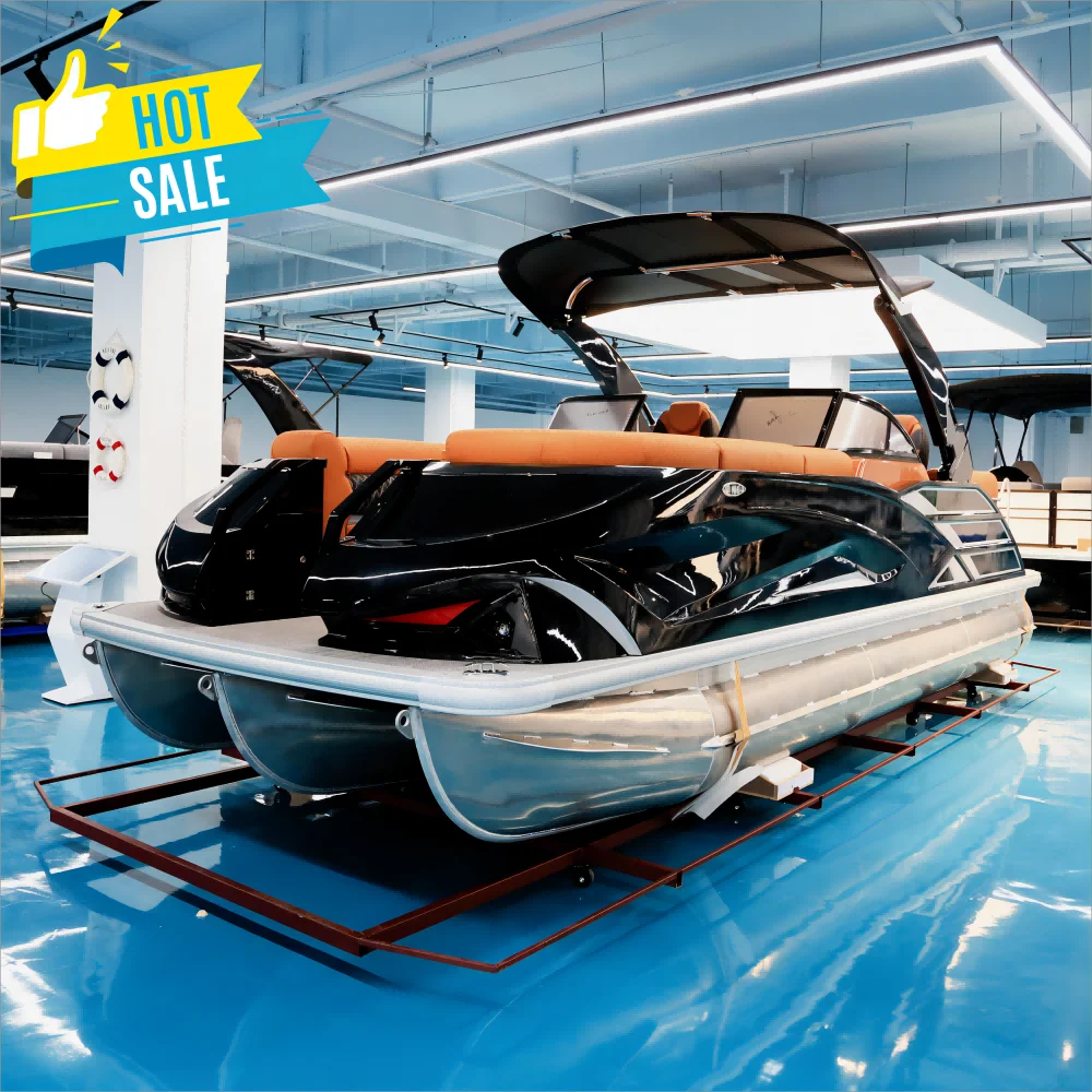 2024 Hottest Style Fiberglass Sport Tri-toon Pontoon Boat for Sale with Trailer and Arch Top