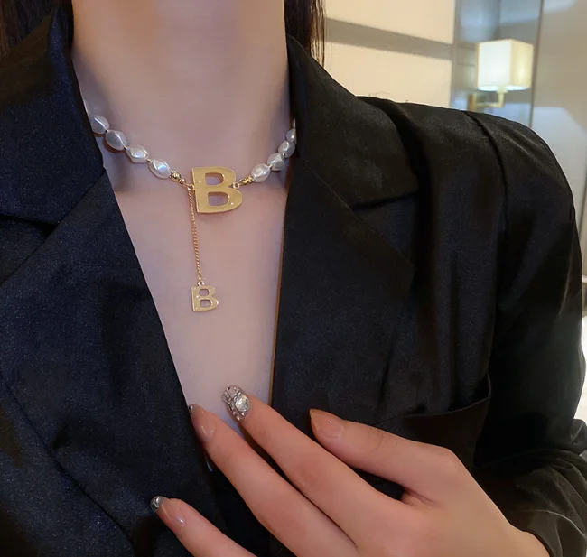 Модное дизайнерское жемчужное ожерелье QIFEI с буквой B очаровательные жемчужные ожерелья чокер Женские Ювелирные изделия