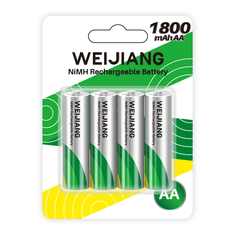 Customized Wholesale 2/4 Pieces 1800/2600mAh Rechargeable AA Size 1.2V NIMH Battery for toys Remote Controls Portable Radios