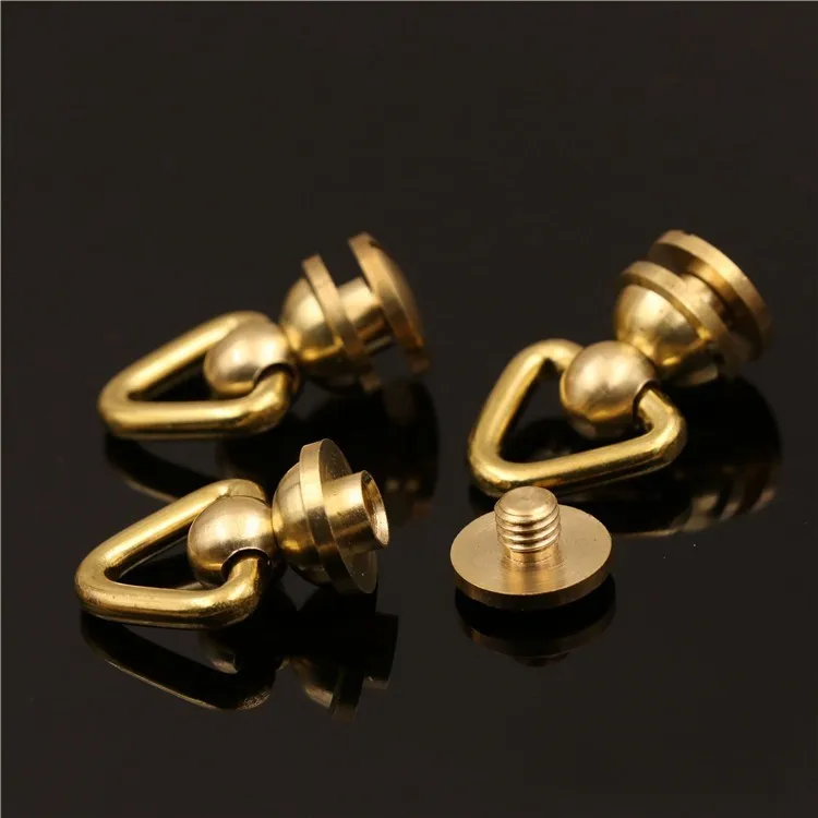 Solid Brass Rivet Buckles Decorative Round Head Button Studs for Leather Bag Snap Head Hook Connector Buckle