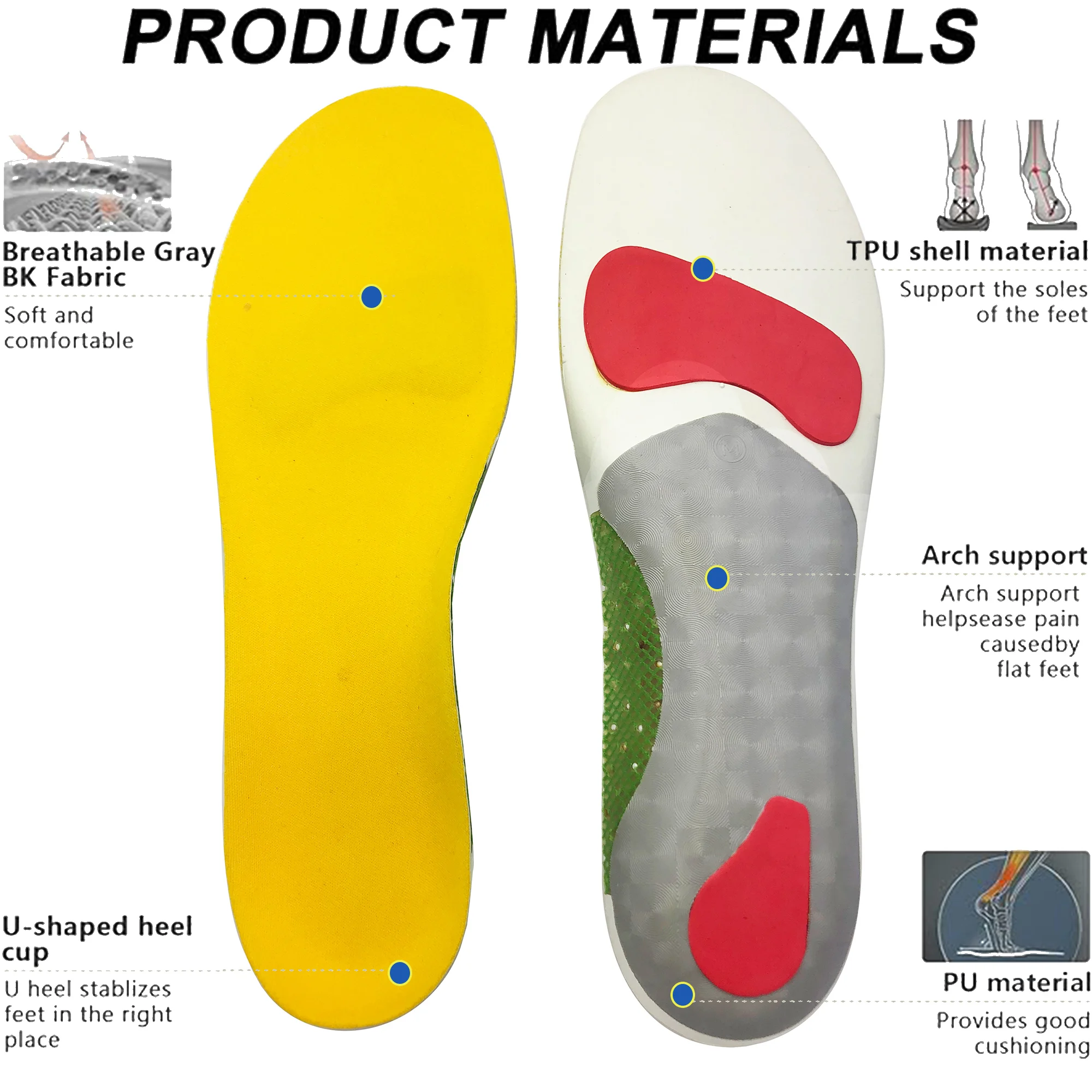 orthopedic insole for plantar fasciitis silicone height increase insole
