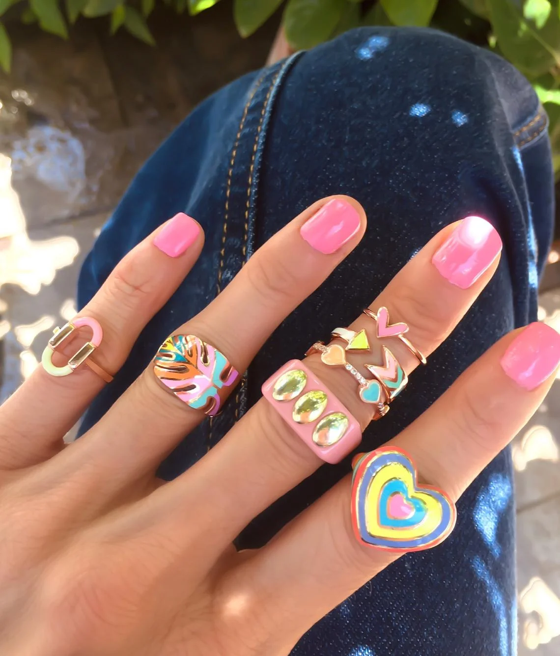 Custom Colorful Heart Stacking Rings Stainless Steel 18K Gold Plated Minimalist Dainty Enamel Heart Ring Jewelry for Gifts