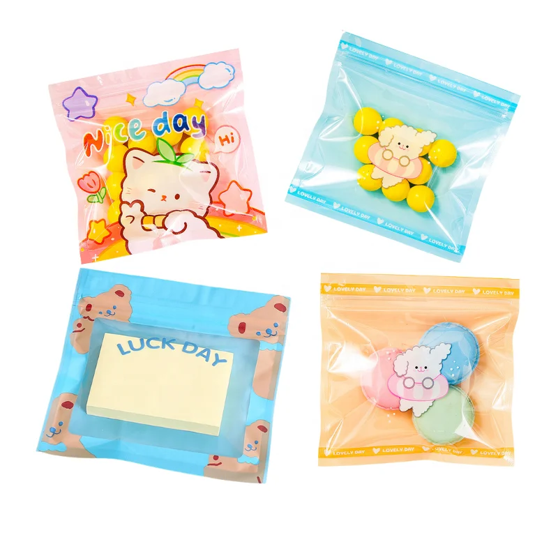 Small Mini Resealable Cartoon Plastic Zipper Mylar Bags for Snack Cookie Food Gift custom mini packaging bags