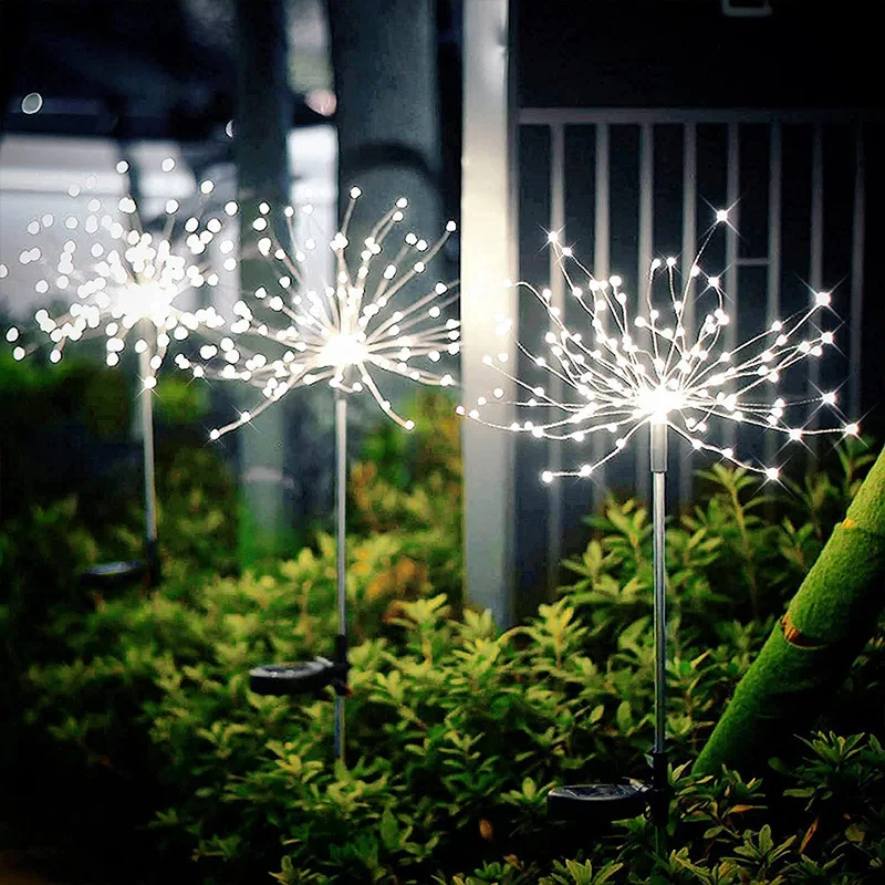 Solar Led Copper Wire Firework Garden Path Decoration Lights Outdoor Waterproof Christmas Holiday Party Ornaments